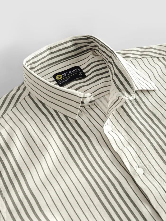 Olive Cotton Stripe Shirt