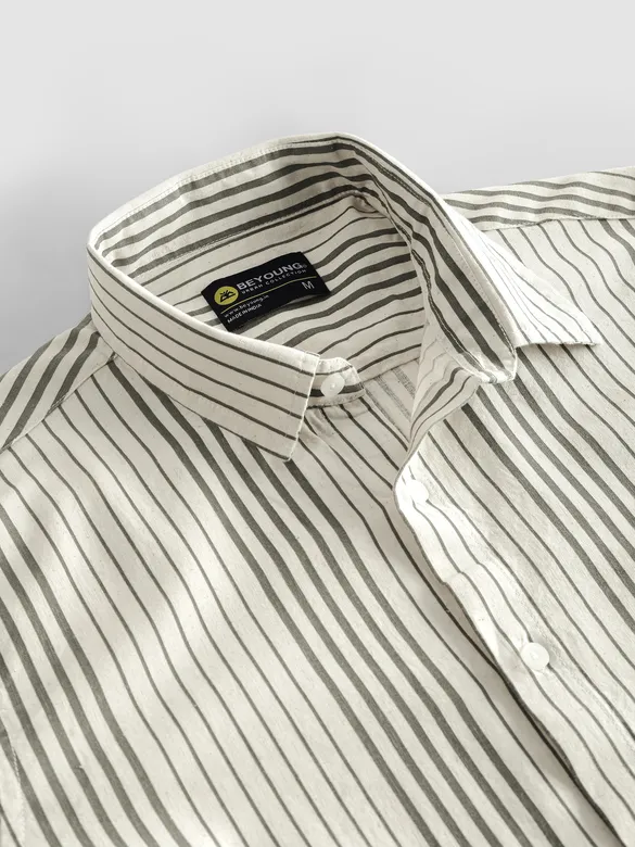 Olive Cotton Stripe Shirt