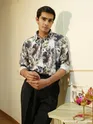 Cream Abstract Tropical Print Shirt
