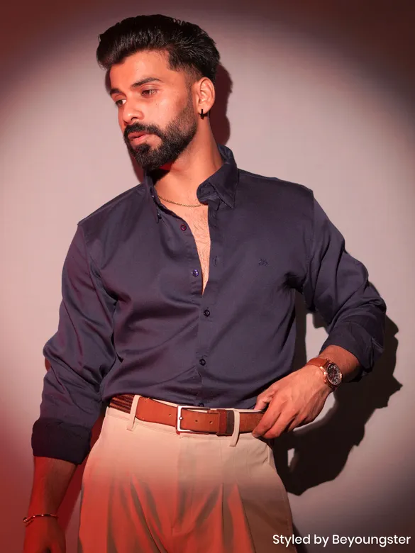 Dark Wine Satin Shirt - Beyoung