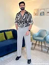 Grey Abstract Tropical Print Shirt