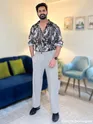 Grey Abstract Tropical Print Shirt
