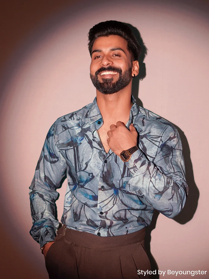 Light Grey Bold Flower Print Shirt