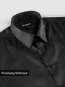 Black Double Cuff Satin Shirt