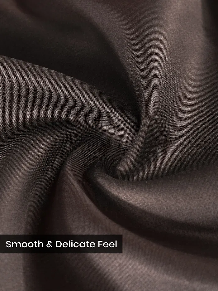 Brown Double Cuff Satin Shirt