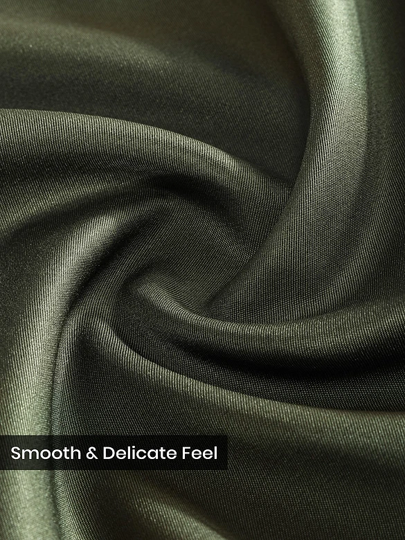 Dark Green Double Cuff Satin Shirt