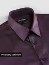 Dark Wine Double Cuff Satin Shirt