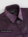 Dark Wine Double Cuff Satin Shirt