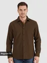 Brown Solid Corduroy Shirt