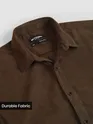 Brown Solid Corduroy Shirt