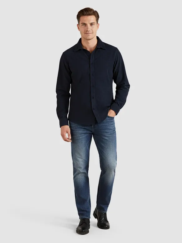 Navy Solid Corduroy Shirt
