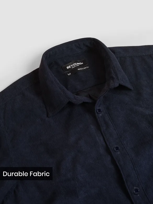 Navy Solid Corduroy Shirt