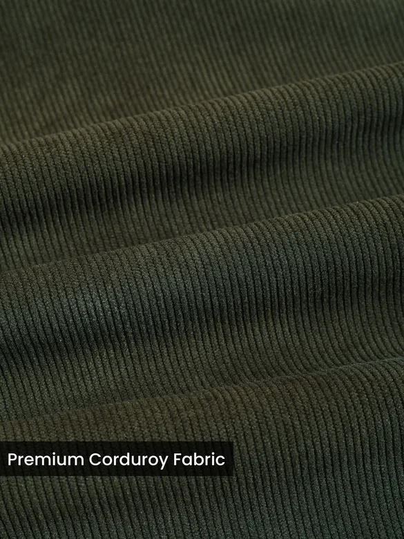 Olive Green Solid Corduroy Shirt