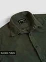 Olive Green Solid Corduroy Shirt