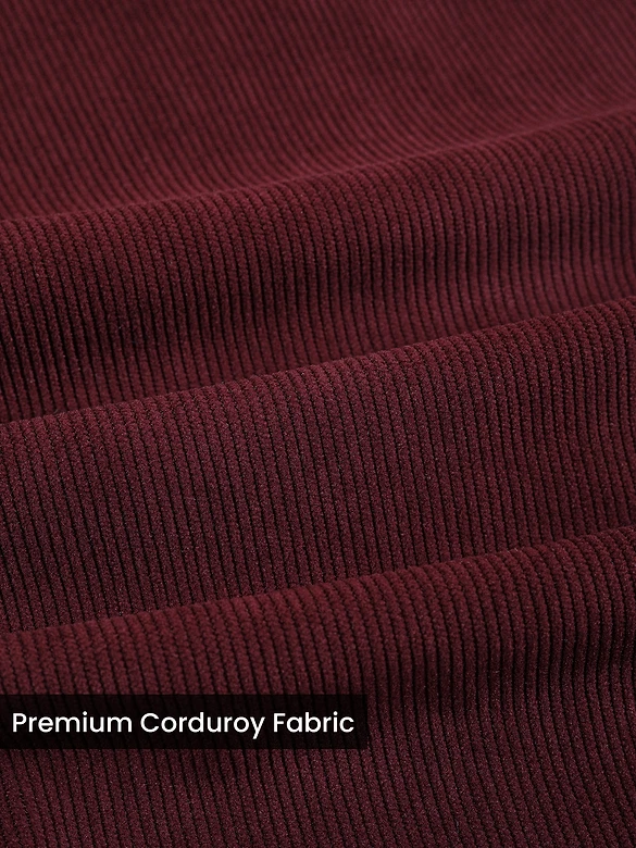 Wine Solid Corduroy Shirt