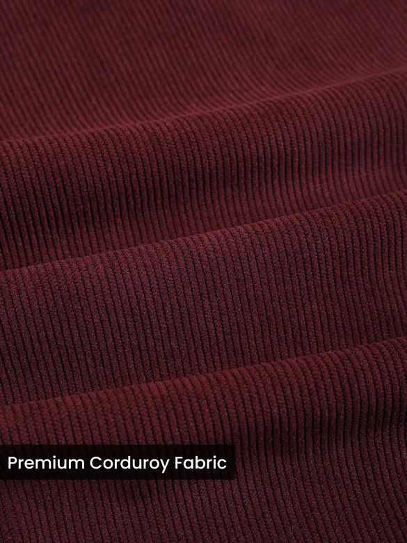 Wine Solid Corduroy Shirt