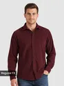 Wine Solid Corduroy Shirt