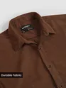 Brown Solid Corduroy Shirt
