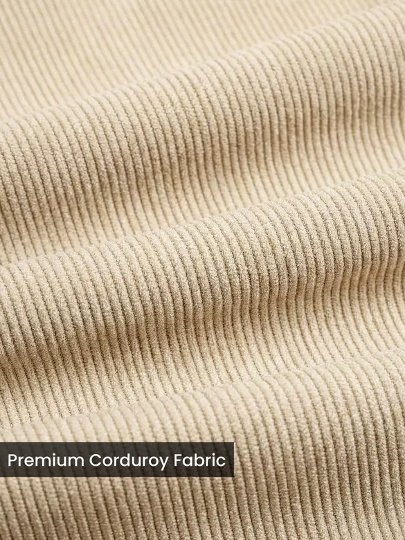 Cream Solid Corduroy Shirt