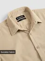 Cream Solid Corduroy Shirt