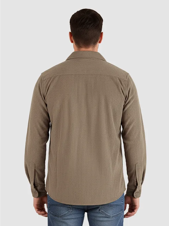 Camel Brown Dual Pocket Corduroy Shirt