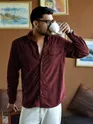 Wine Dual Pocket Corduroy Shirt