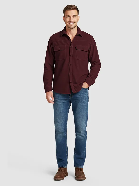 Wine Dual Pocket Corduroy Shirt