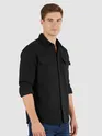 Black Recycled Solid Flannel Shirt
