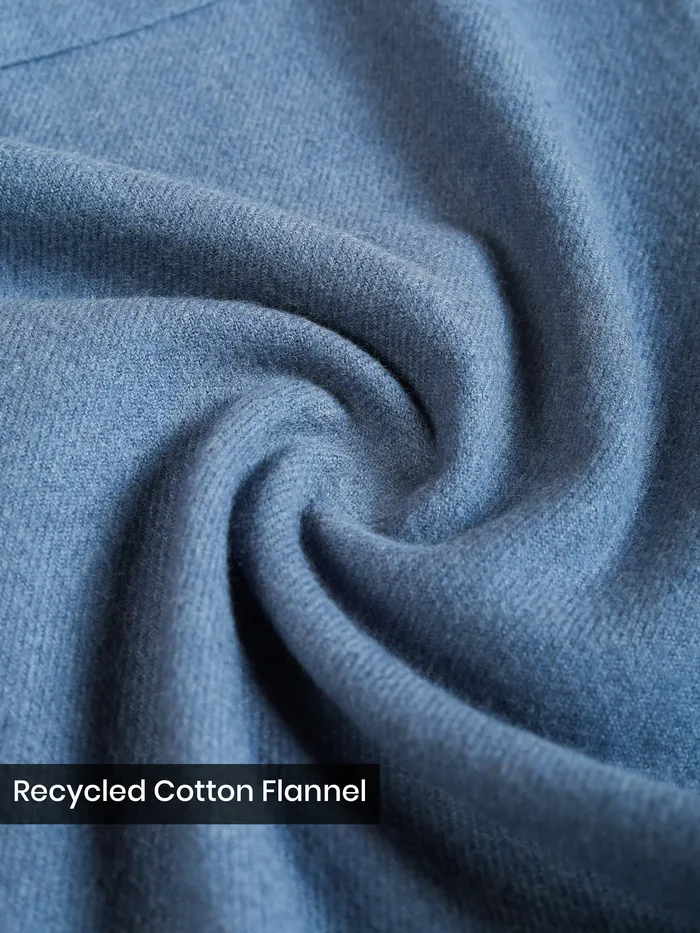 Denim Blue Recycled Solid Flannel Shirt