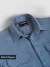 Denim Blue Recycled Solid Flannel Shirt