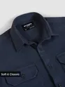 Navy Recycled Solid Flannel Shirt