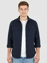 Navy Recycled Solid Flannel Shirt