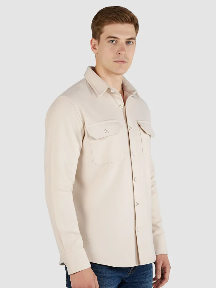 Off White Recycled Solid Flannel Shirt