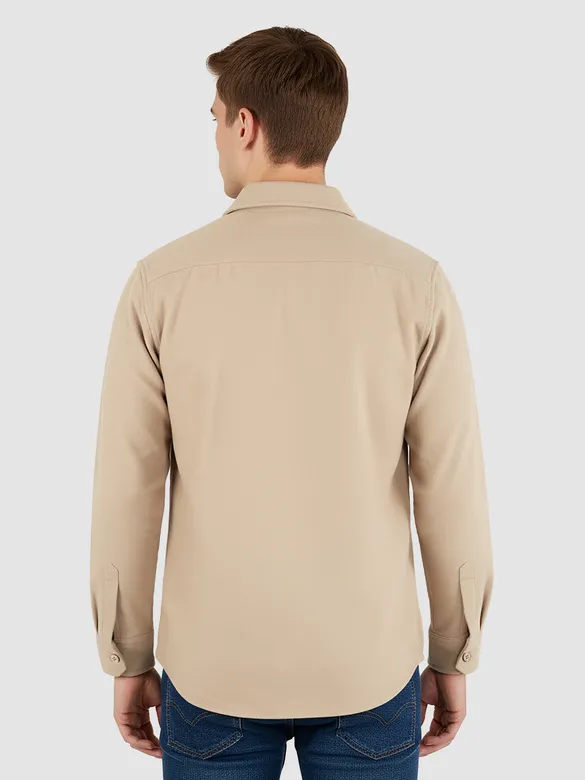 Sand Brown Recycled Solid Flannel Shirt