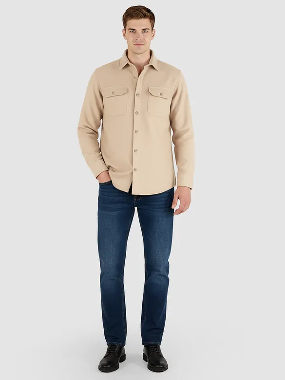 Sand Brown Recycled Solid Flannel Shirt