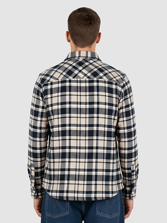 Beige Recycled Checked Flannel Shirt