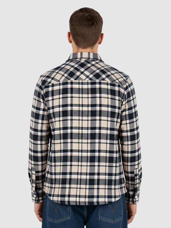 Beige Recycled Checked Flannel Shirt
