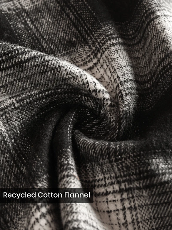 Black Recycled Checked Flannel Shirt