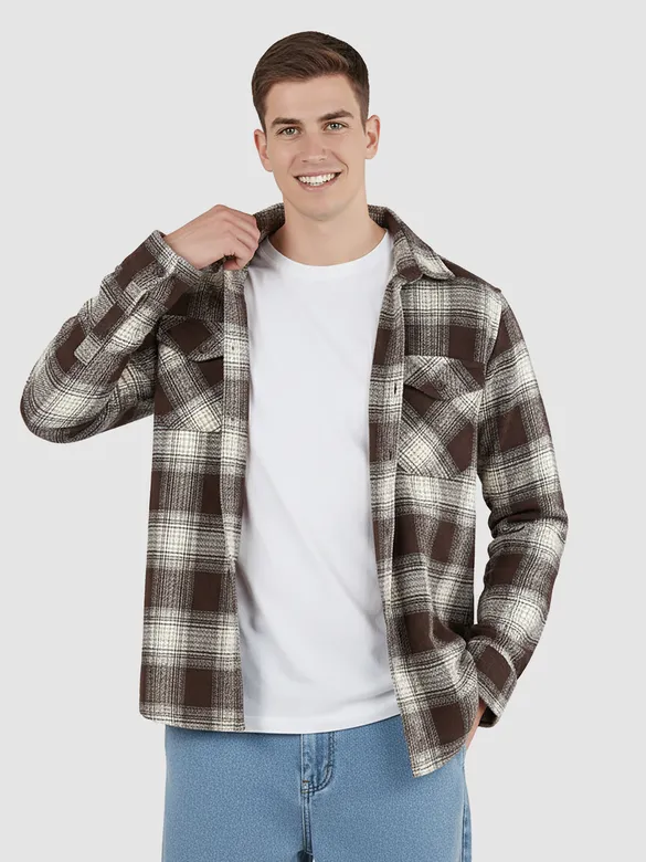 Brown Recycled Checked Flannel Shirt