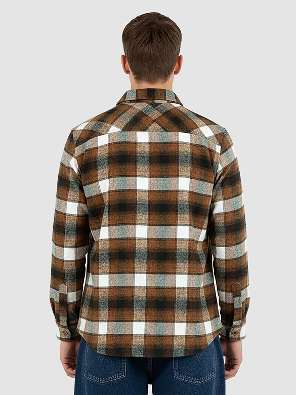 Caramel Brown Recycled Checked Flannel Shirt
