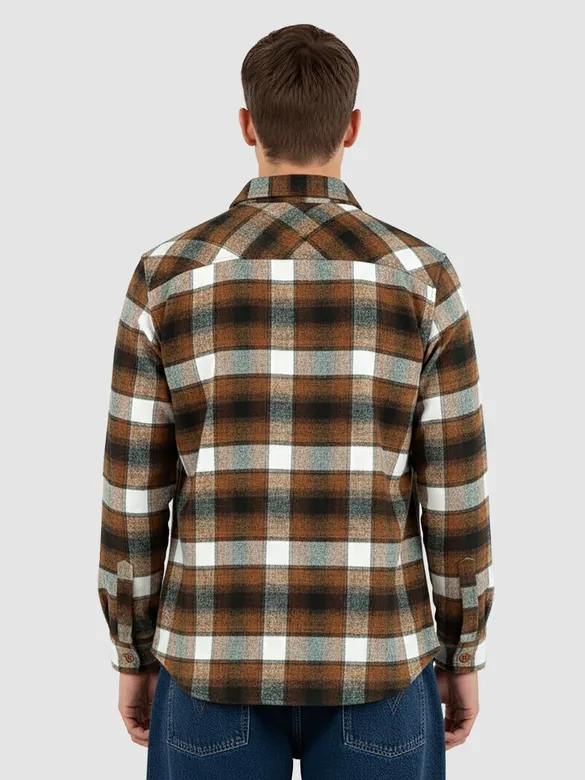 Caramel Brown Recycled Checked Flannel Shirt