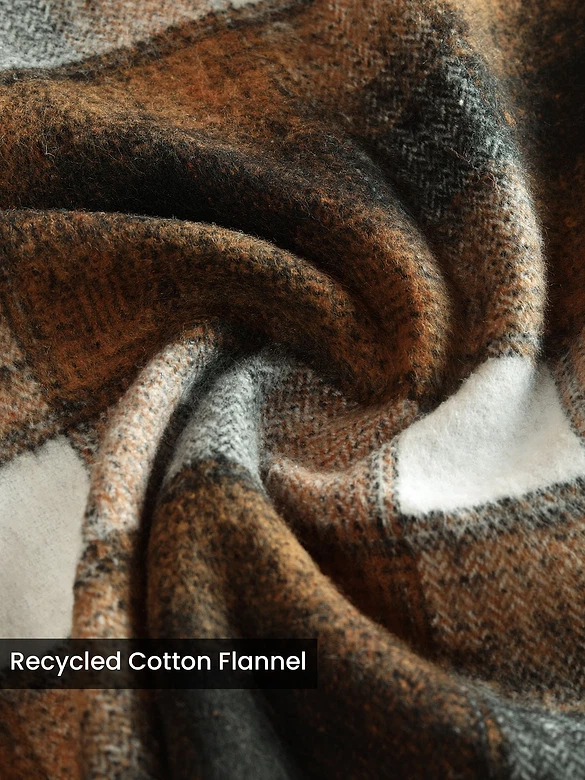 Caramel Brown Recycled Checked Flannel Shirt