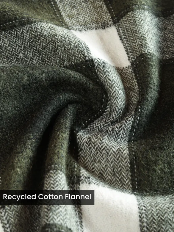 Dark Green Recycled Checked Flannel Shirt