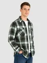 Dark Green Recycled Checked Flannel Shirt