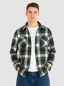 Dark Green Recycled Checked Flannel Shirt