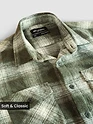 Olive Green Recycled Checked Flannel Shirt