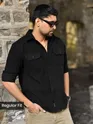 Black Recycled Solid Flannel Shirt