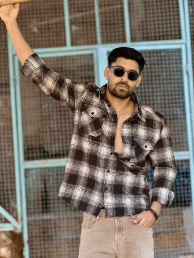 Brown Recycled Checked Flannel Shirt