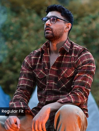 Maroon Recycled Checked Flannel Shirt