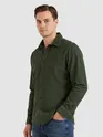 Olive Green Solid Corduroy Shirt